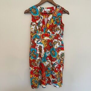 Jude Connally Paisley Print Sleeveless Sheath Dress  XS